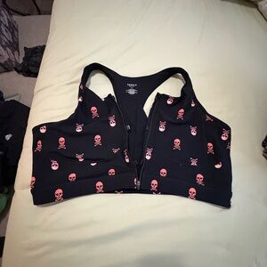 Torrid Black and Pink Skull Sports Bra